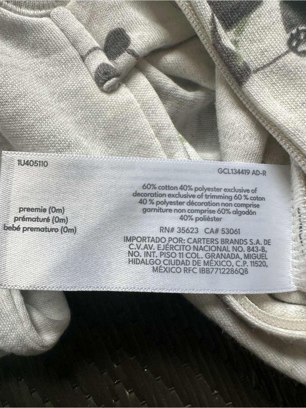 Carters Child Of Mine Preemie Footed Sleeper Panda 2 Way Zipper